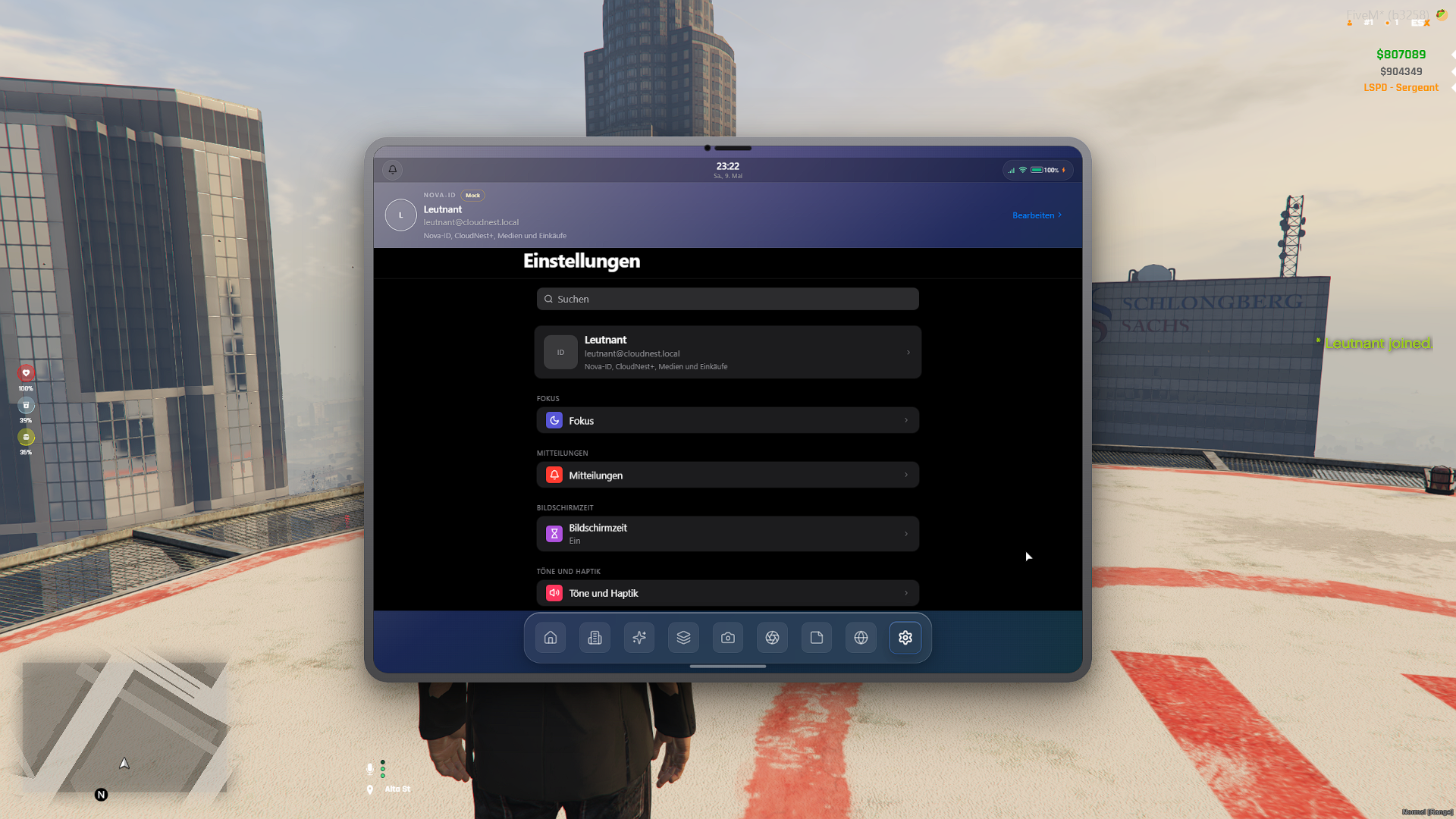 Tablet UI — weiterer Screen